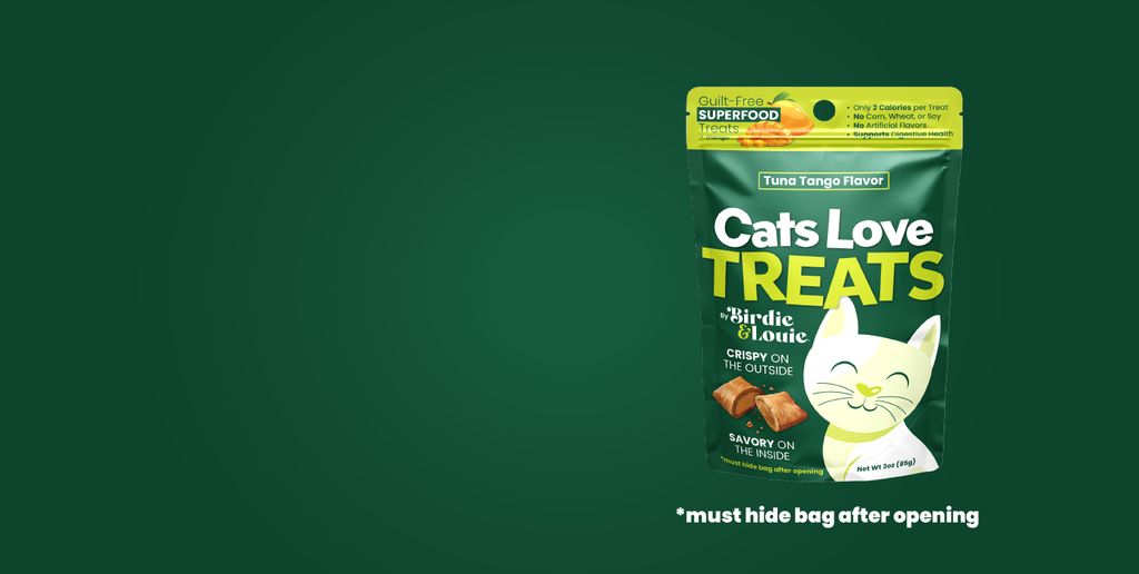Cat treats with a green background